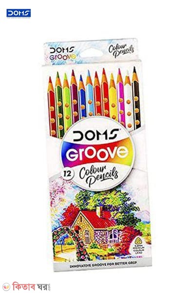 DOMS Groove Colour Pencil with sharpner - 12 pcs set (DOMS Groove Colour Pencil with sharpner - 12 pcs set)