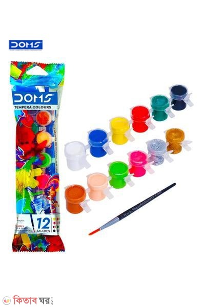 DOMS Tempera Colours 12 Shades with Free Brush (DOMS Tempera Colours 12 Shades with Free Brush)