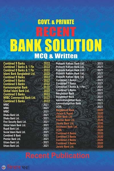 Recent Bank Solution MCQ and Retain (রিসেন্ট ব্যাংক সল্যুশন এমসিকিউ এবং রিটেন)